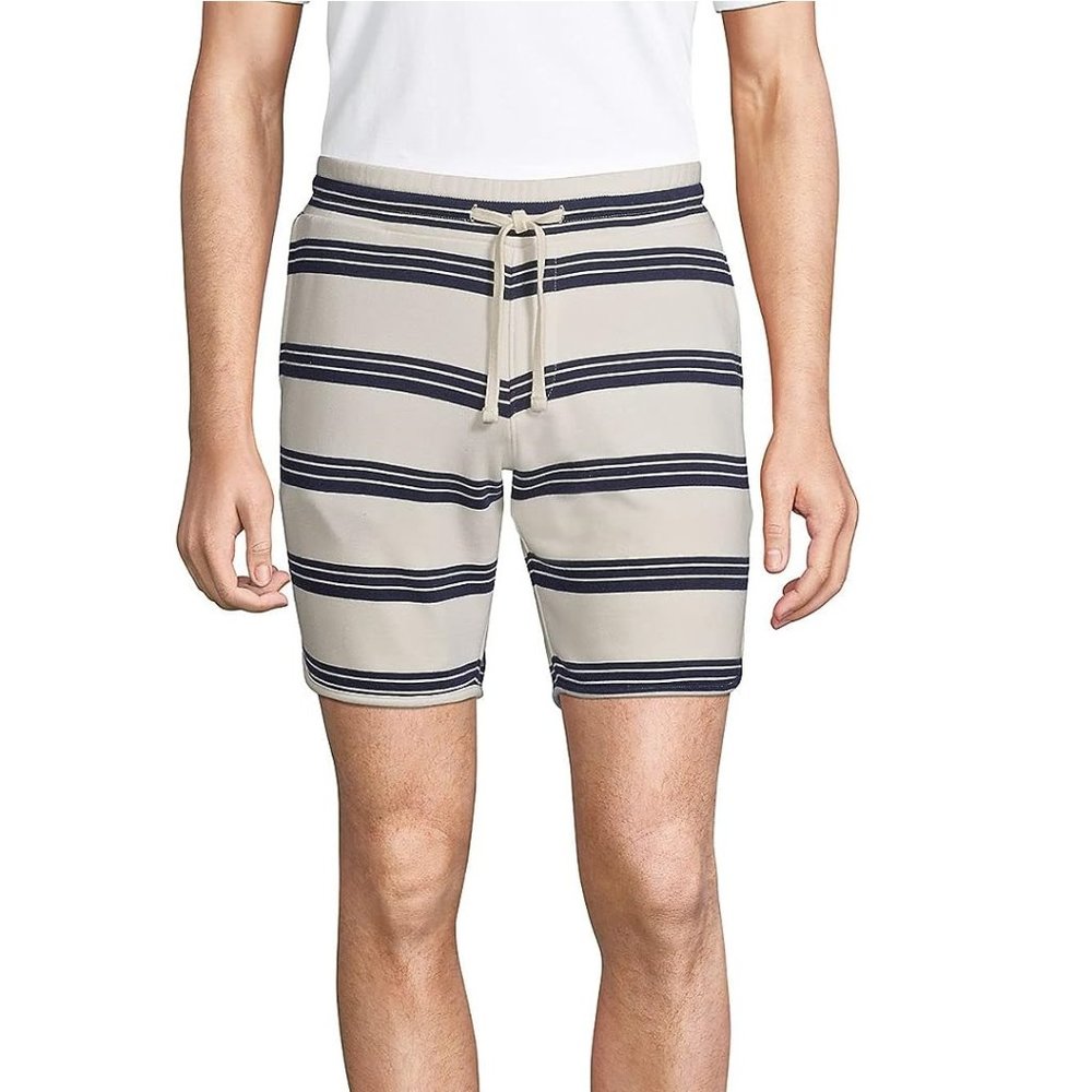 NWT Lands' End Men's French Terry Drawstring Athletic Shorts Size L $50 FLE211
